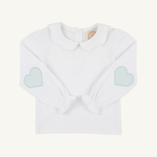 TBBC Emma's Elbow Patch Top White/Green