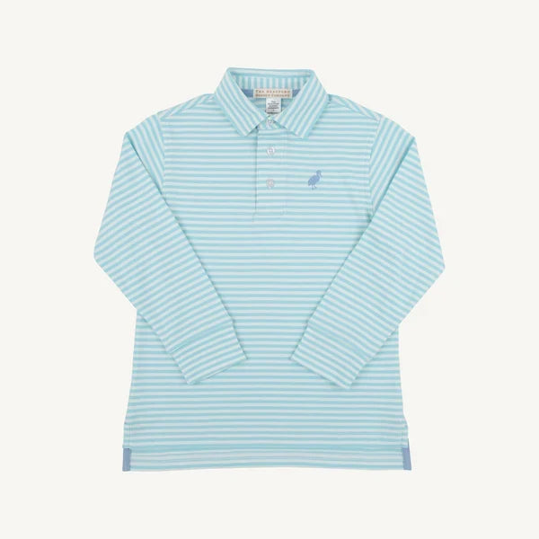 TBBC Prim and Proper Polo - Belhaven Blue Stripe