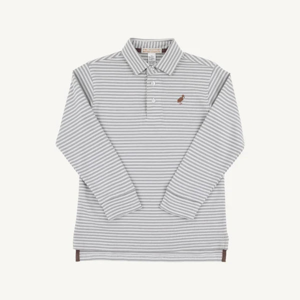 TBBC Prim and  Proper Polo Grantley Gray Stripe