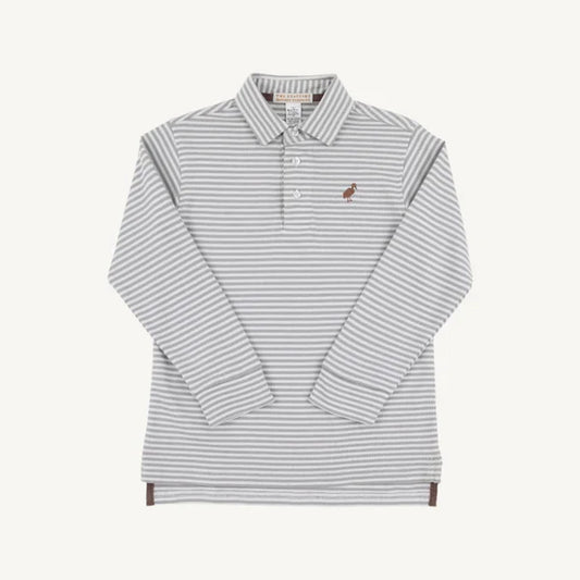 TBBC Prim and  Proper Polo Grantley Gray Stripe