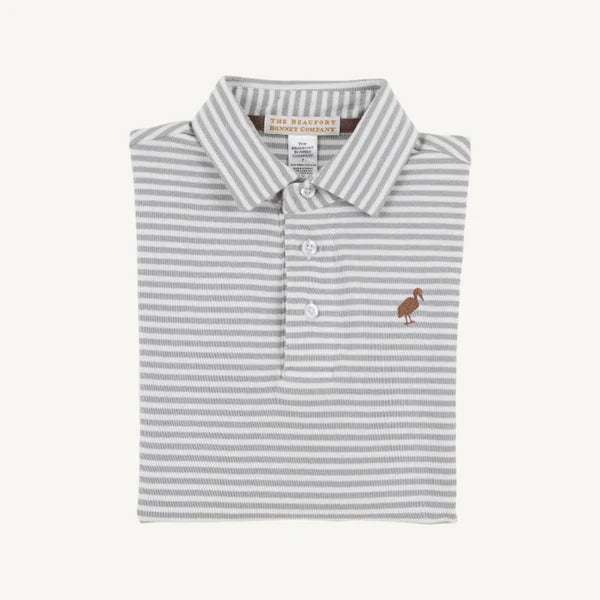 TBBC Prim and  Proper Polo Grantley Gray Stripe