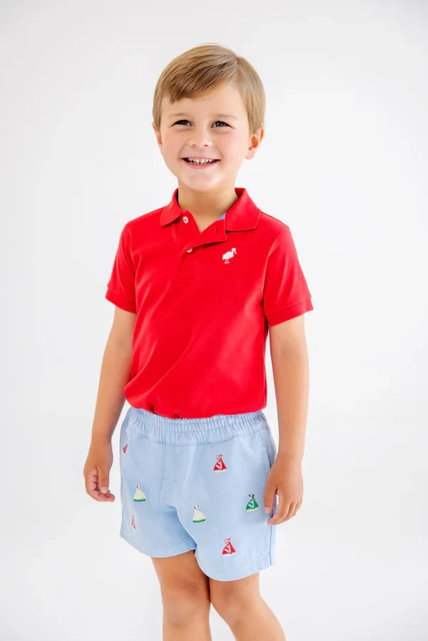TBBC Prim and Proper Polo Onesie-Richmond Red