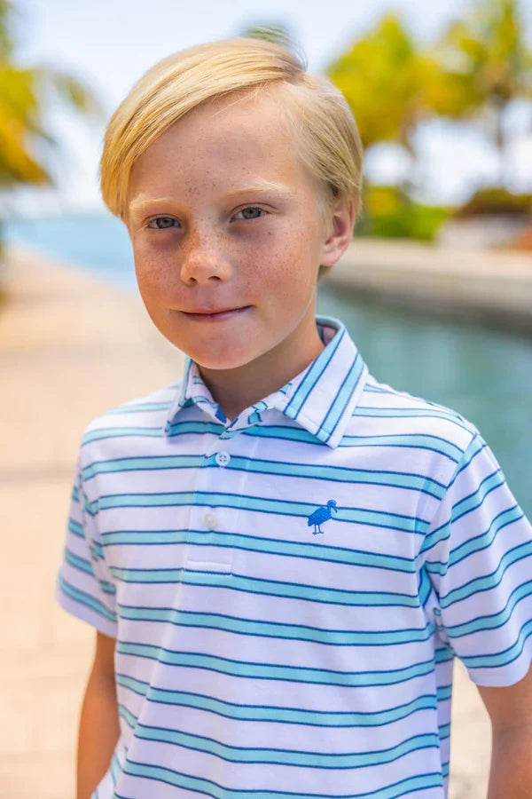 TBBC Prim Proper Polo Belhaven Wood Boat Blue Stripe