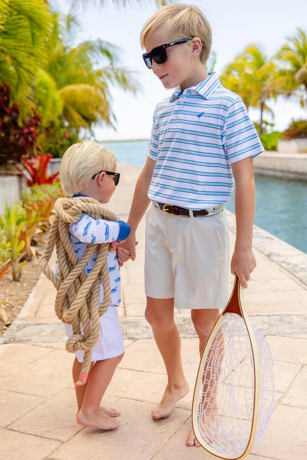 TBBC Prim Proper Polo Belhaven Wood Boat Blue Stripe