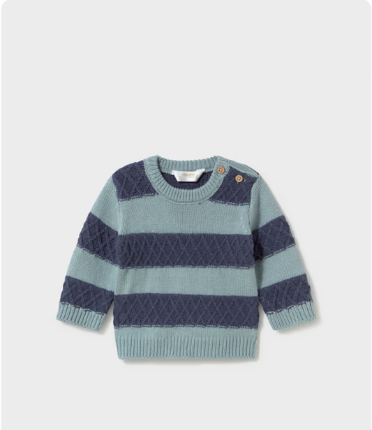 Teal and Navy Striped Sweater