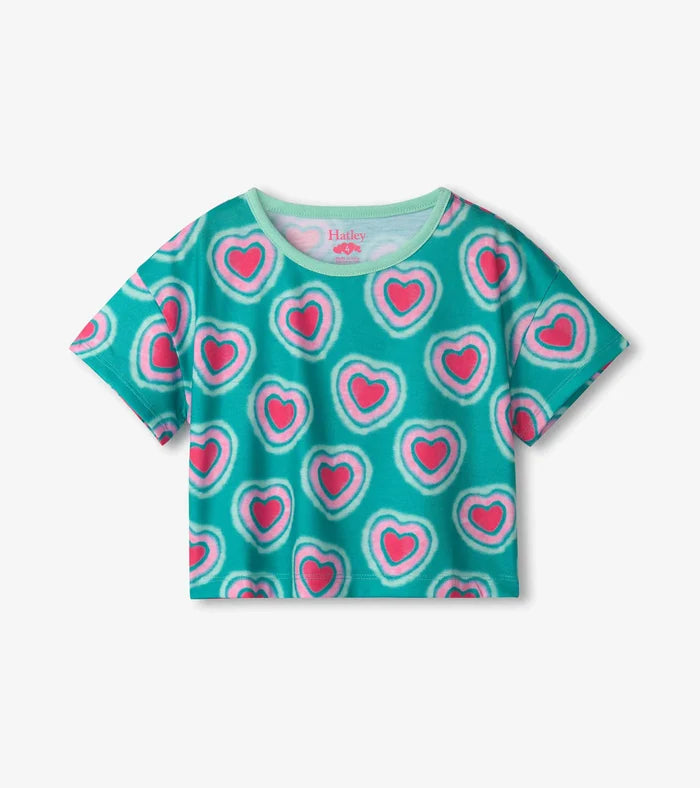 Teal Glowing Hearts Short Sleep Set