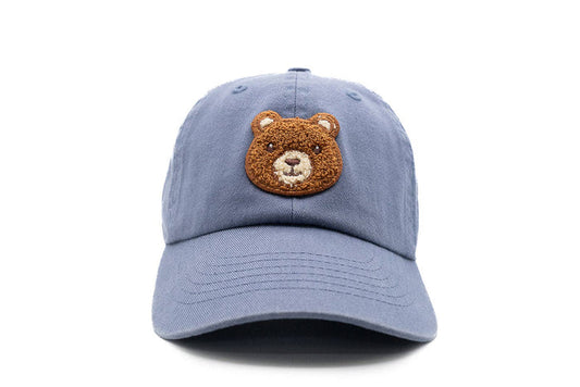 Teddy Bear Patch Baseball hat: Dusty Blue / Baby (0-12M)