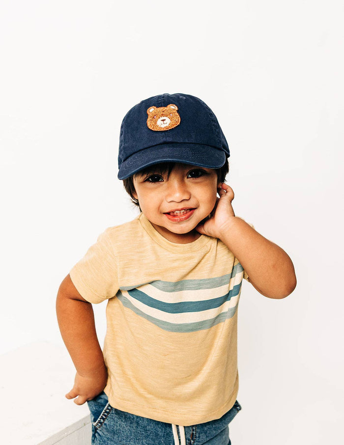 Teddy Bear Patch Baseball hat: Dusty Blue / Baby (0-12M)
