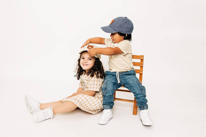 Teddy Bear Patch Baseball hat: Dusty Blue / Baby (0-12M)