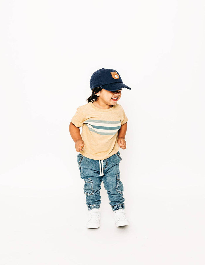 Teddy Bear Patch Baseball hat: Dusty Blue / Baby (0-12M)