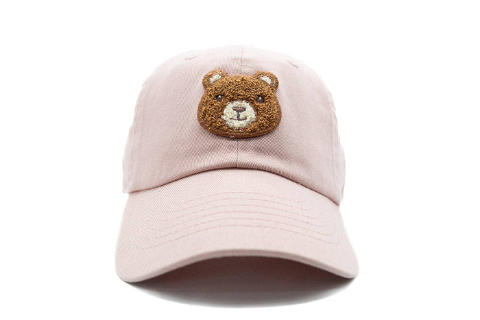 Teddy Bear Patch Baseball hat: Dusty Rose / Baby (0-12M)