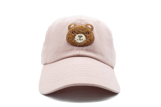 Teddy Bear Patch Baseball hat: Dusty Rose / Baby (0-12M)