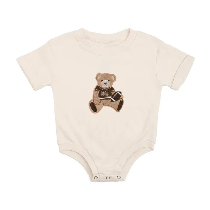 Teddy Bear Patch Short Sleeve Romper