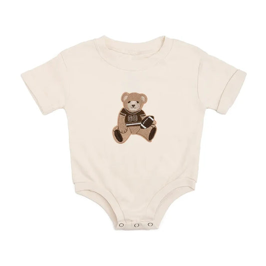 Teddy Bear Patch Short Sleeve Romper