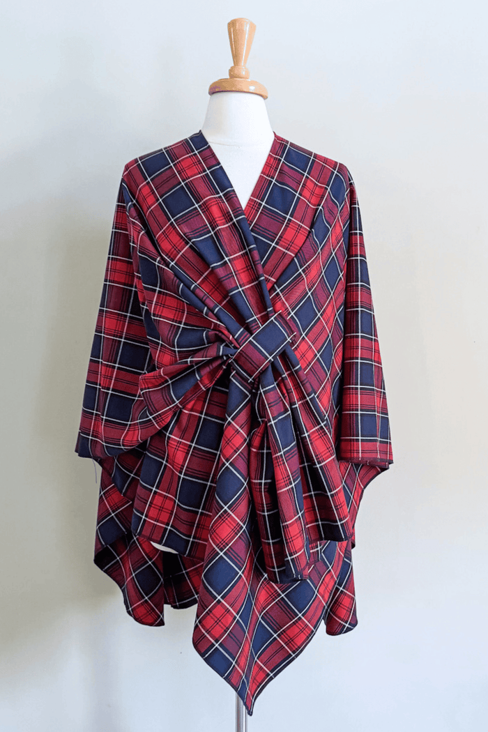 The Revival Cape in Red Tartan print from Diane Kore