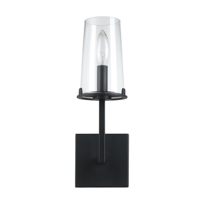 Vanity Light Thesis 206954A Jared 13 inch 1 light Matte Black Vanity Light with Clear Glass Shade THESIS