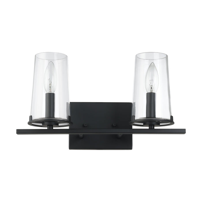 Vanity Light Thesis 206955A Jared 15 inch 2 light Matte Black Vanity Light with Clear Glass Shades THESIS