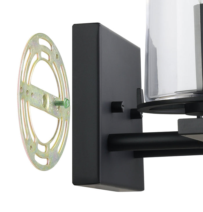 Vanity Light Thesis 206955A Jared 15 inch 2 light Matte Black Vanity Light with Clear Glass Shades THESIS