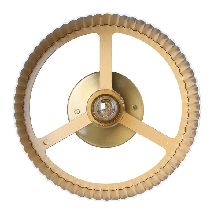 Semi-Flush Mount Thesis 206963A Leilani 11 inch 1 light Brushed Gold Semi Flush Mount with Matte White and Gold Metal Shade THESIS