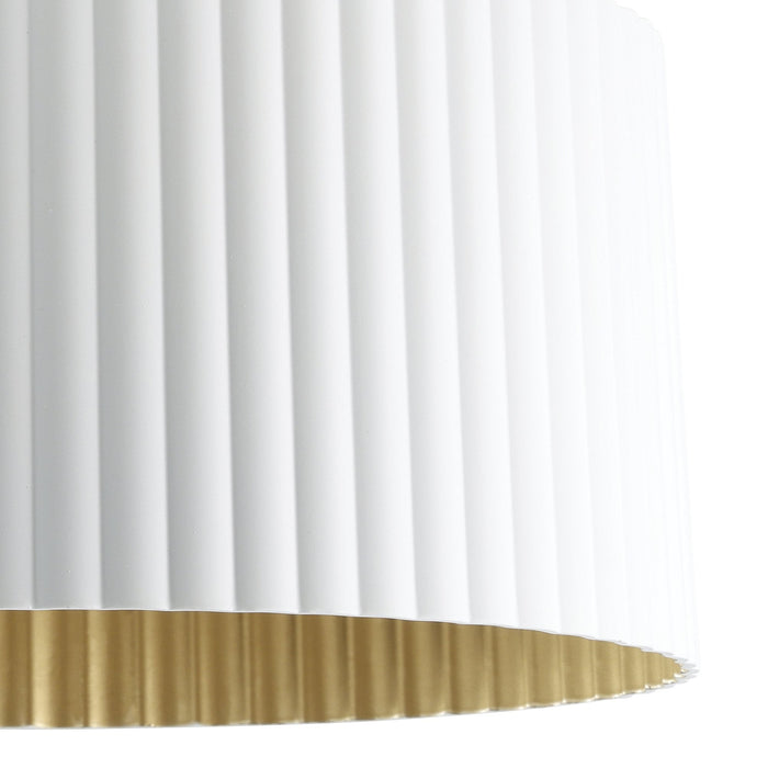 Semi-Flush Mount Thesis 206963A Leilani 11 inch 1 light Brushed Gold Semi Flush Mount with Matte White and Gold Metal Shade THESIS