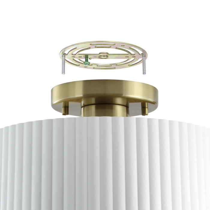 Semi-Flush Mount Thesis 206963A Leilani 11 inch 1 light Brushed Gold Semi Flush Mount with Matte White and Gold Metal Shade THESIS