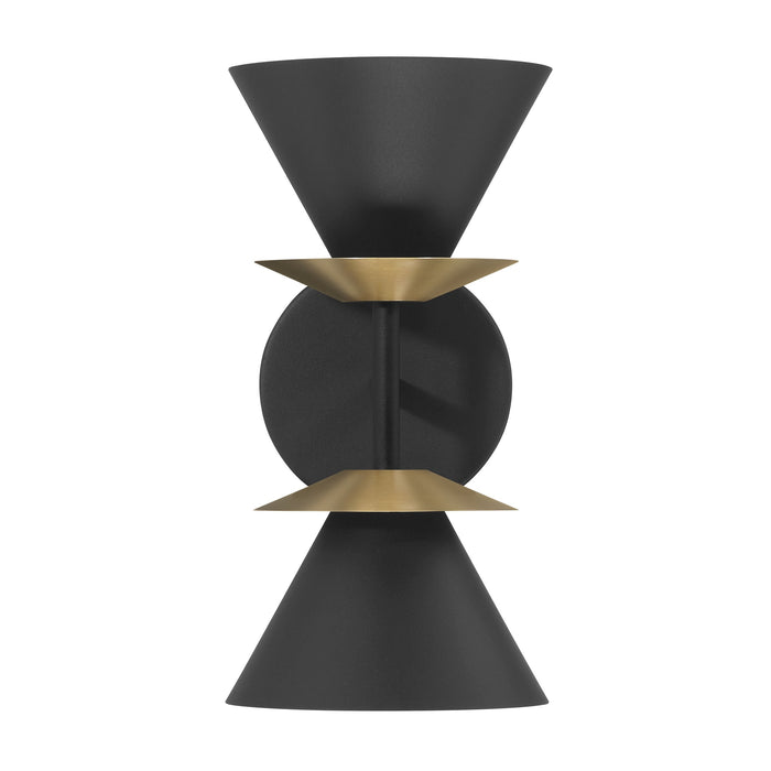 Wall Sconce Thesis 207319A Tremolo 12 inch 2 light Textured Black and Champagne Gold Wall Sconce THESIS