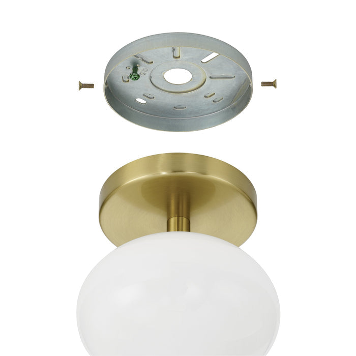 Semi-Flush Mount Thesis 207381A Julep 6 inch 1 light Brushed Gold Semi Flush Mount with Opal Glass Shade THESIS