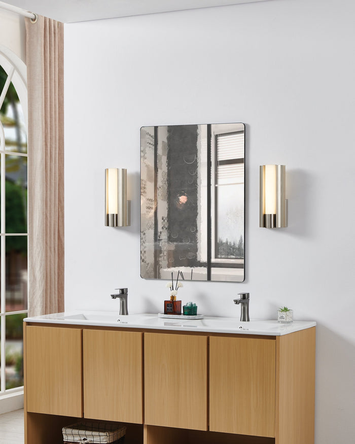 Vanity Light Thesis 207625A Colton 12 inch 1 light Brushed Nickel 5CCT LED Vanity Light with Etched Opal Glass Shade THESIS