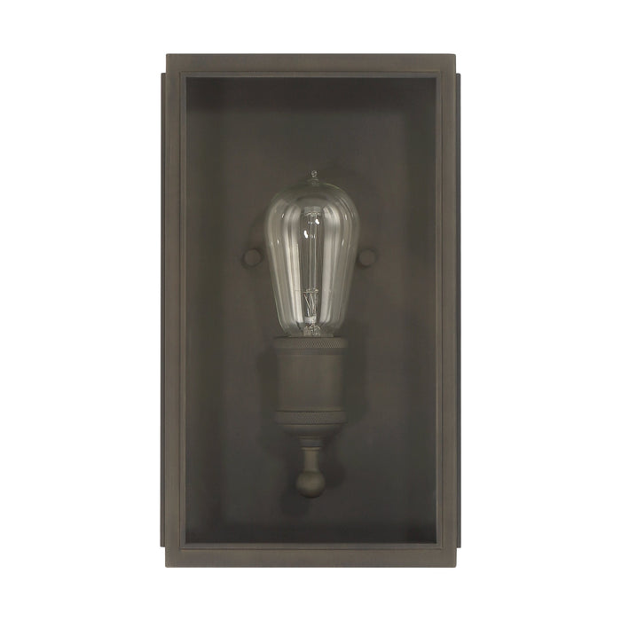 Exterior Wall Sconce Thesis 207727A Hollis 12 inch 1 light Blackened Brass Exterior Wall Sconce with Clear Glass THESIS