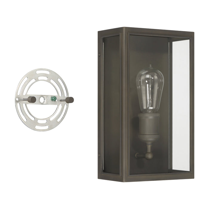Exterior Wall Sconce Thesis 207727A Hollis 12 inch 1 light Blackened Brass Exterior Wall Sconce with Clear Glass THESIS