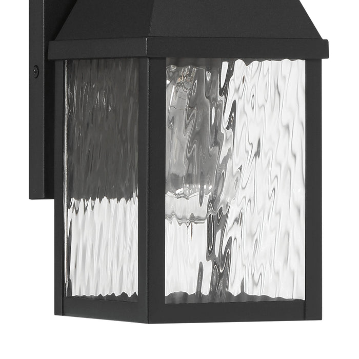 Exterior Wall Sconce Thesis 207757A Glencrest 14 inch 1 light Textured Black Exterior Wall Sconce with Clear Water Glass THESIS