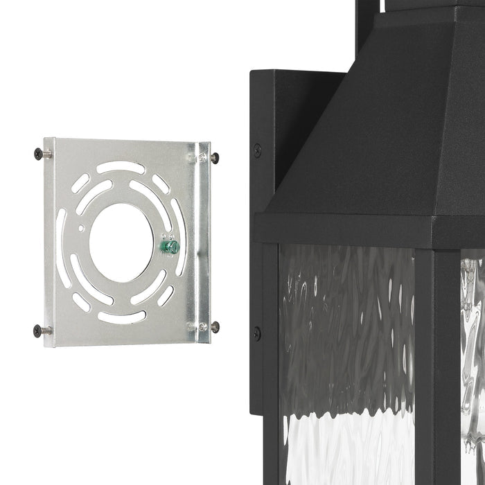 Exterior Wall Sconce Thesis 207758A Glencrest 18 inch 1 light Textured Black Exterior Wall Sconce with Clear Water Glass THESIS