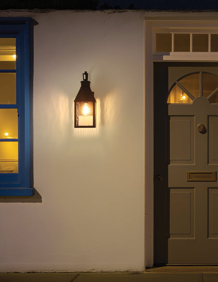 Exterior Wall Sconce Thesis 207758A Glencrest 18 inch 1 light Textured Black Exterior Wall Sconce with Clear Water Glass THESIS