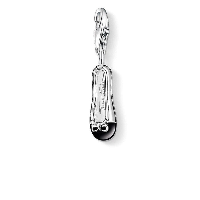 Charm 0886 black flat shoe pendant, Thomas Sabo sterling silver charm with onyx detail.