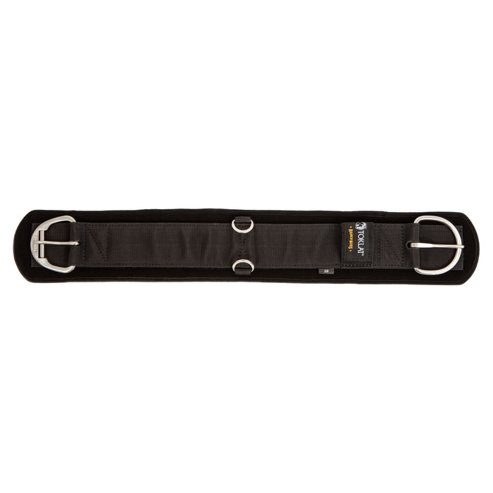 Front view of the RanchBoss Western Neoprene Cinch by Toklat with stainless steel hardware buckles and dee rings