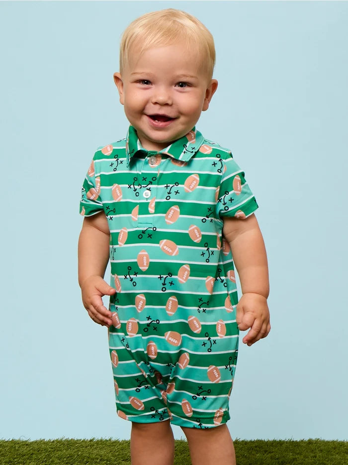 Touchdown Football Performance Polo Romper