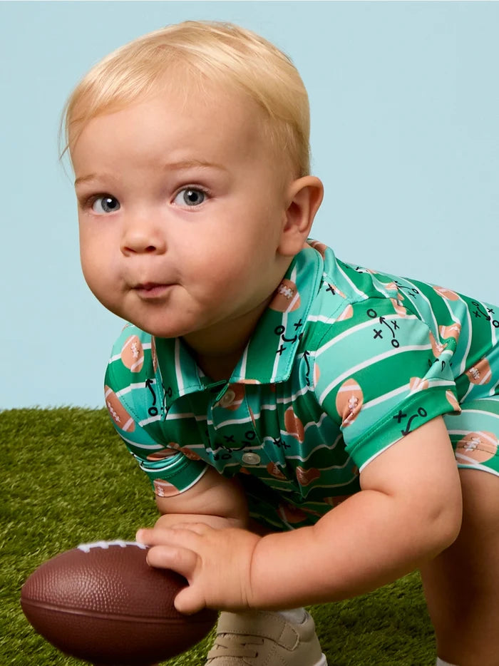 Touchdown Football Performance Polo Romper