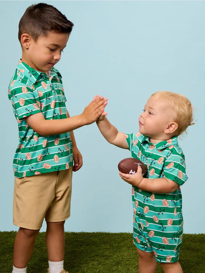 Touchdown Football Performance Polo Romper