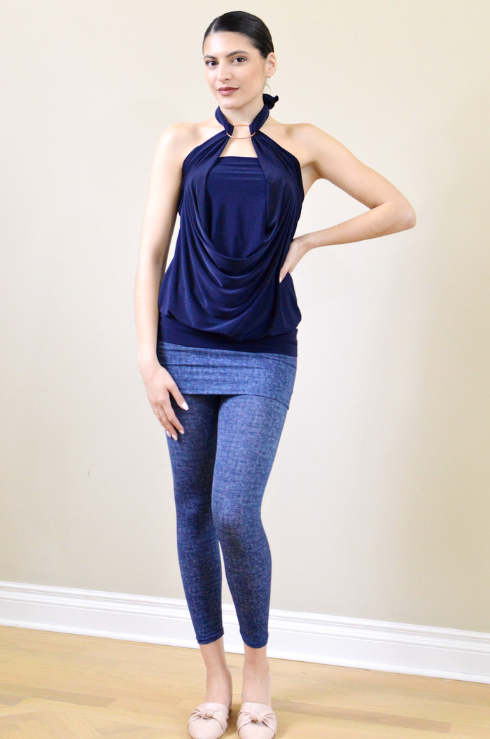 Diane Kroe - Travel Tights in Denim Print