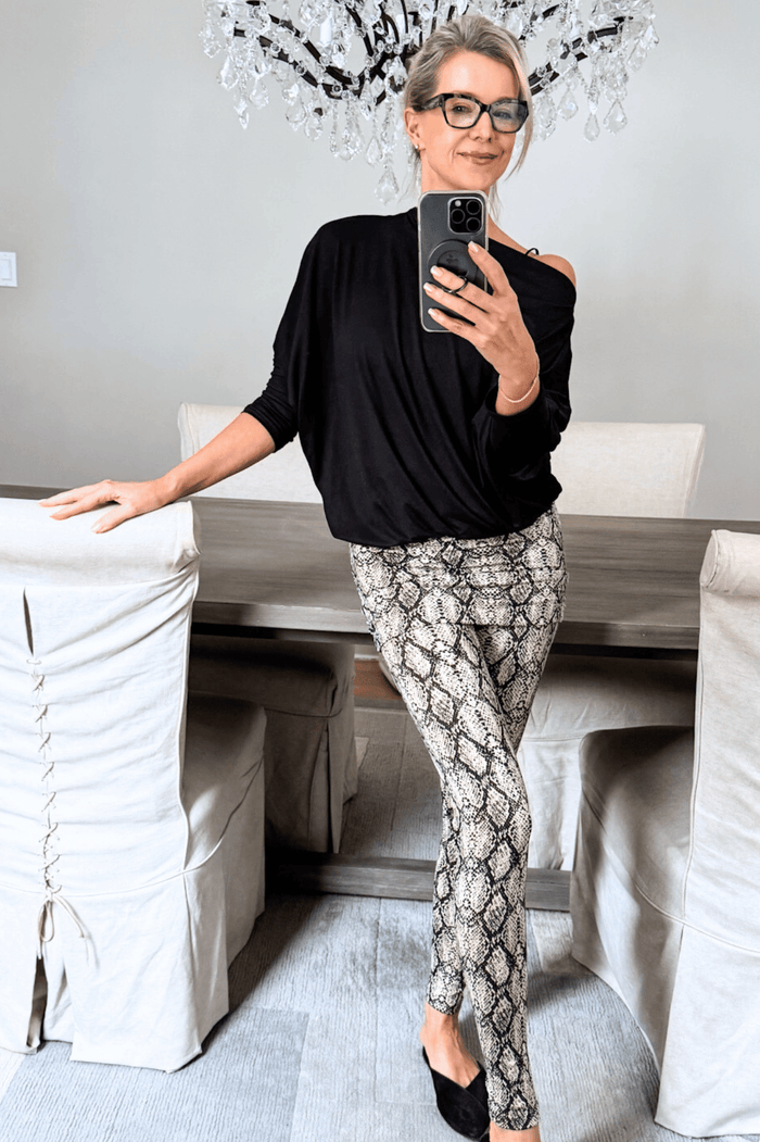 Travel Tights in Warm Snakeskin Print from Diane Kroe