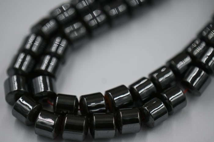 TWO STRANDS Magnetic Synthetic Hematite Beads Strands, 8mm Drum, Black