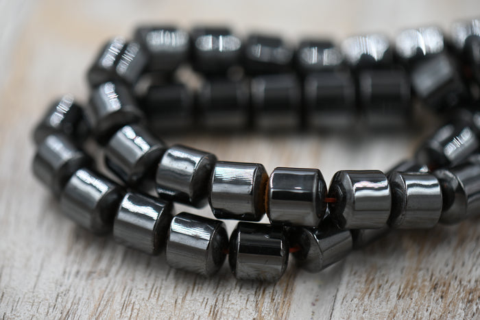TWO STRANDS Magnetic Synthetic Hematite Beads Strands, 8mm Drum, Black