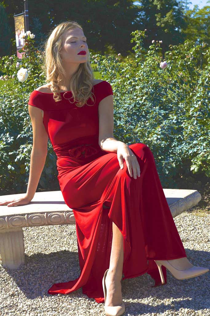 Convertible Holiday Maxi Dress - Worn off shoulder style
