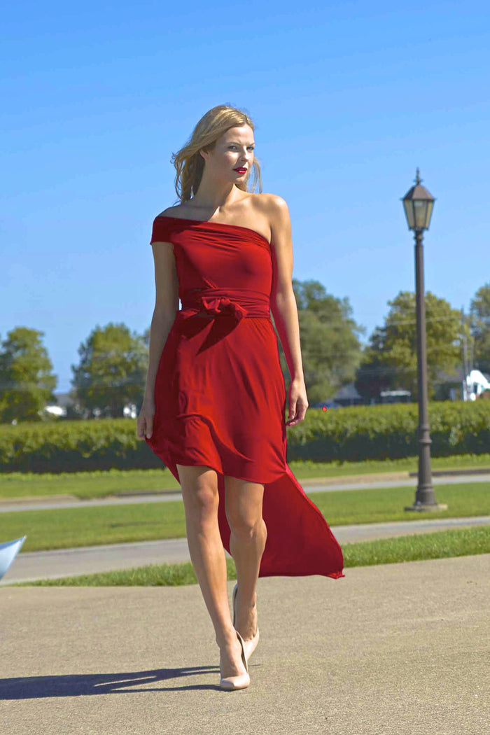 Diane Kroe Convertible Holiday Maxi Dressone shoulder style