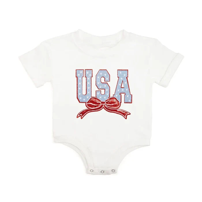 USA Stars & Bow Patch Romper