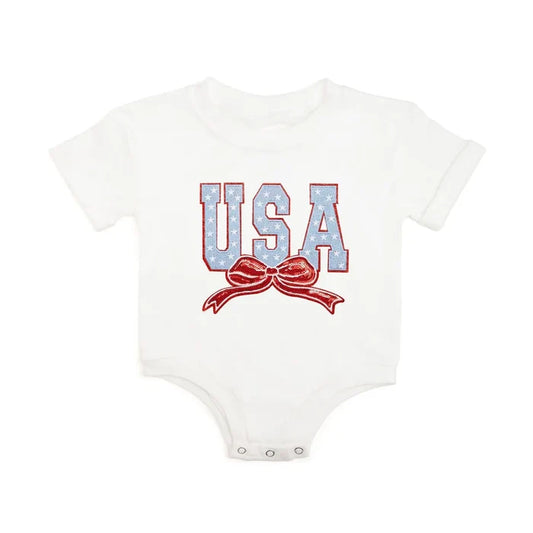 USA Stars & Bow Patch Romper