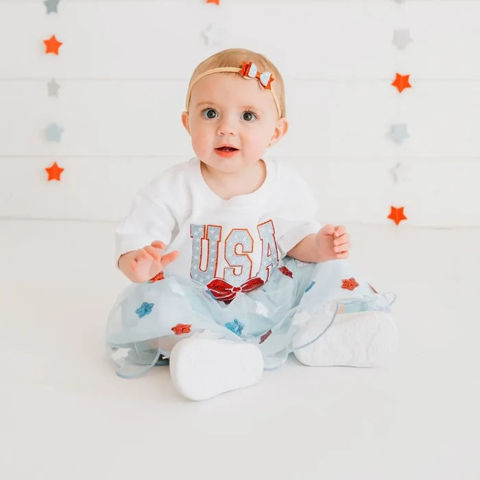 USA Stars & Bow Patch Romper