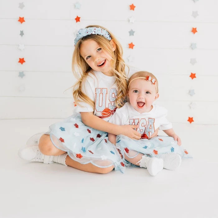 USA Stars & Bow Patch Romper
