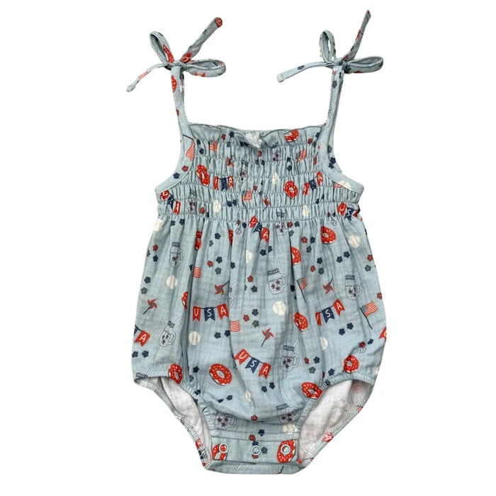 USA Tie-Smocked Bodysuit