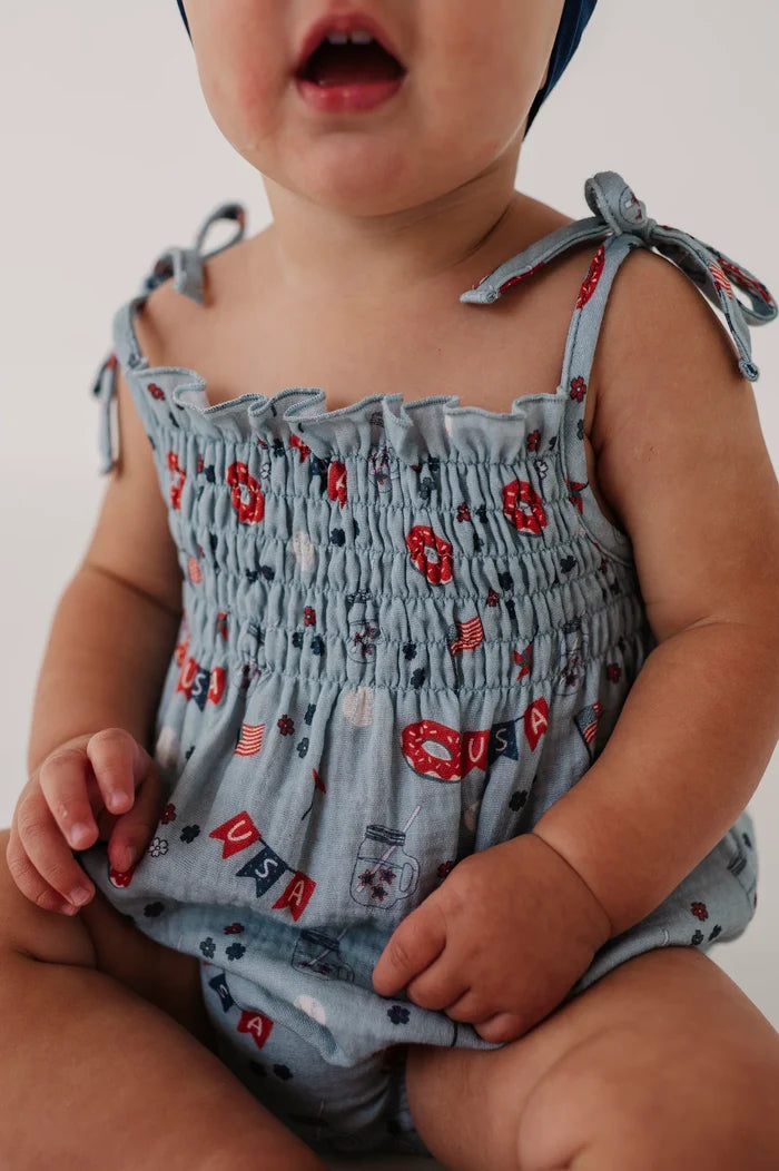 USA Tie-Smocked Bodysuit